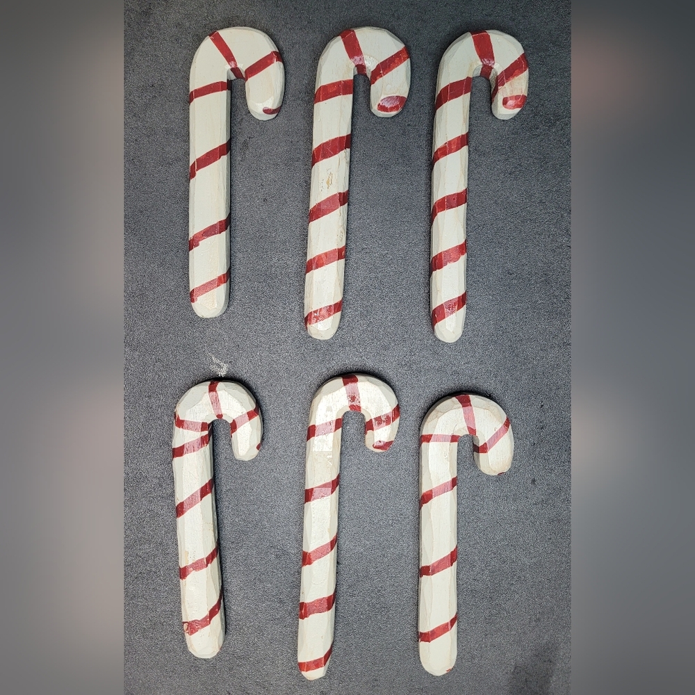 Hobby Lobby Rustic Wood Carved Candy Canes Set of 6